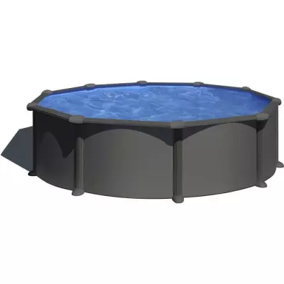 Kit Piscine Hors Sol Acier Ronde Grise Anthracite Ø370xH122