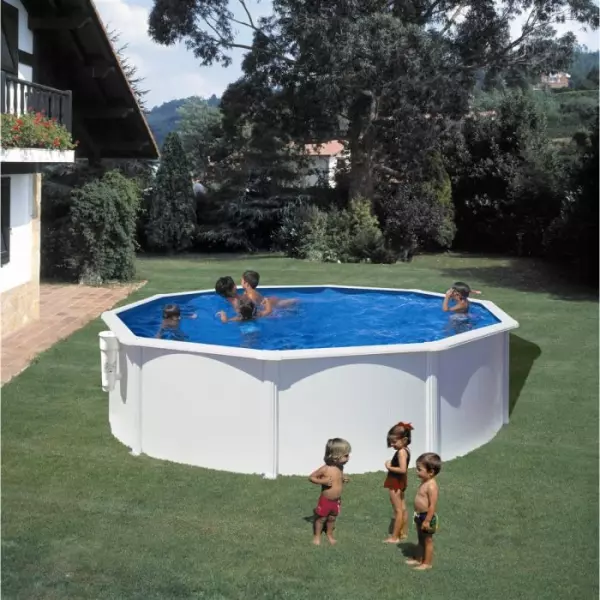 GRE - Kit Piscine hors sol acier ronde blanche Ø480 x 122 cm (Livrée avec filtre a cartouche + échelle)