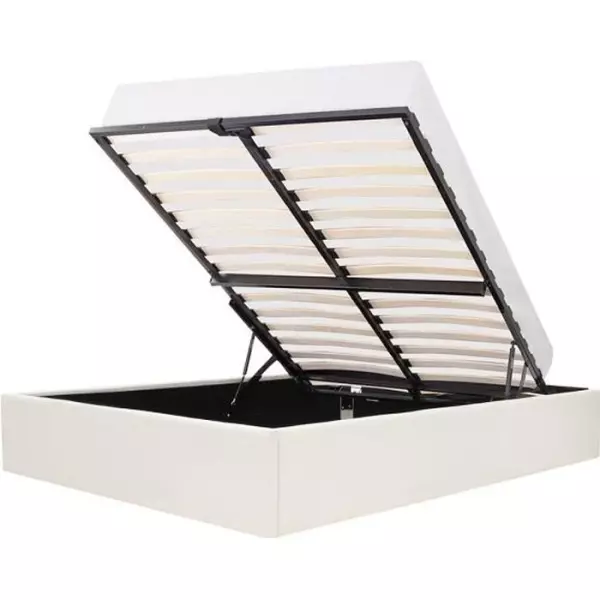 Lit coffre adulte 140 x 190 cm - Tissu Beige - ECLIPSE