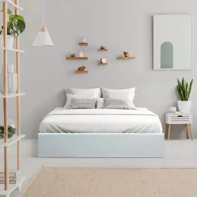 Lit coffre adulte ECLIPSE 160x200 cm - Simili Blanc - FSC 100 % - Sommier inclus