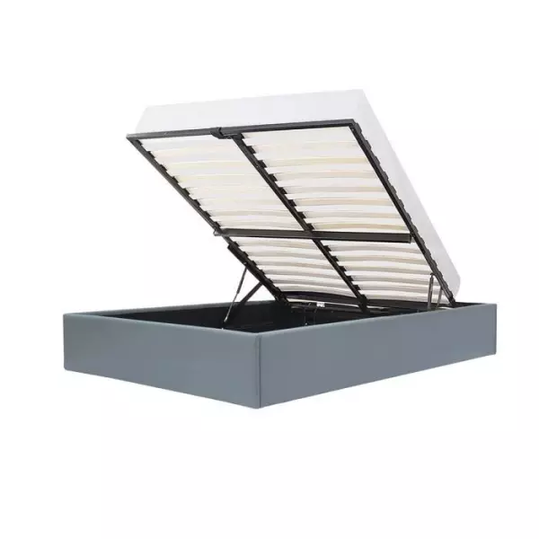 Lit coffre adulte ECLIPSE - 160 x 200 cm - Simili - Gris - Sommier inclus