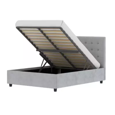 Lit coffre adulte ELIZA 140x190cm - Sommier inclus - Gris foncé