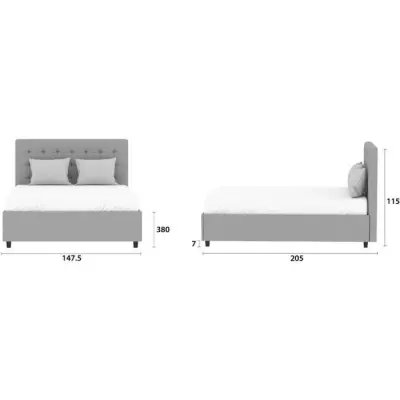 Lit coffre adulte ELIZA 140x190cm - Sommier inclus - Gris foncé