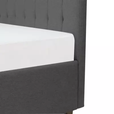 Lit adulte EMILY 140x190 cm + Coffre rangement - Gris foncé