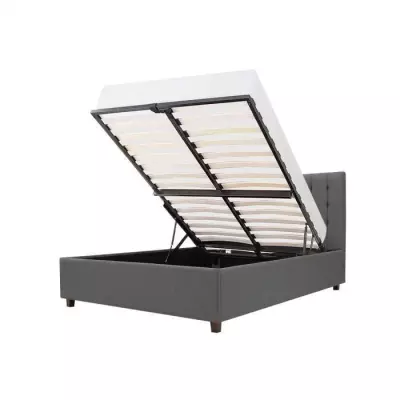 Lit coffre adulte EMILY - 160 x 200 cm - Gris foncé - Sommier inclus