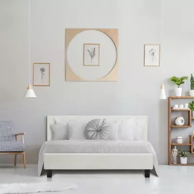 Lit adulte confortable 140x190 cm - Blanc élégant - Bois certifié FSC - Livraison incluse