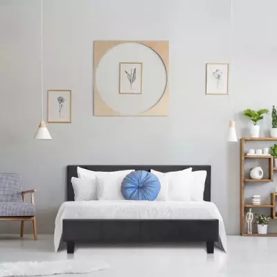 Lit adulte 160x200 cm noir simili avec sommier inclus - Bois certifié FSC
