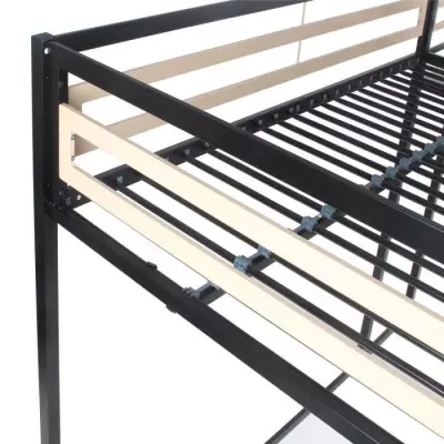 Lit mezzanine LEON - 140x190 cm - Métal noir - Sommier inclus