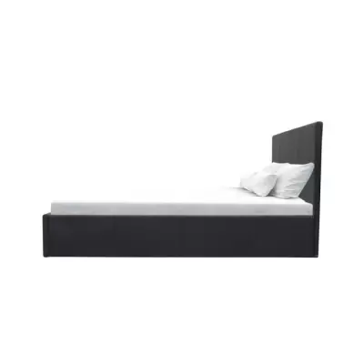 Lit adulte MARTIN 140x190 + coffre rangement - Simili noir