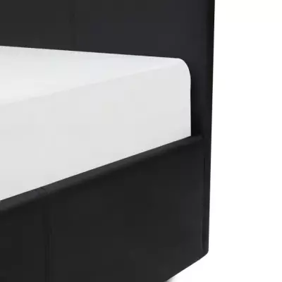 Lit adulte MARTIN 140x190 + coffre rangement - Simili noir