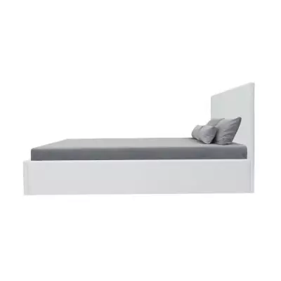 Lit adulte MARTIN avec coffre de rangement - Blanc - 160x200 cm