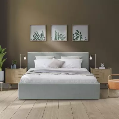 Lit coffre adulte MARTIN - Gris clair - FSC 100% - Structure de lit