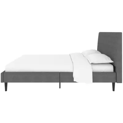 Lit adulte REMSEN - 160 x 200 cm - Gris foncé - Sommier inclus
