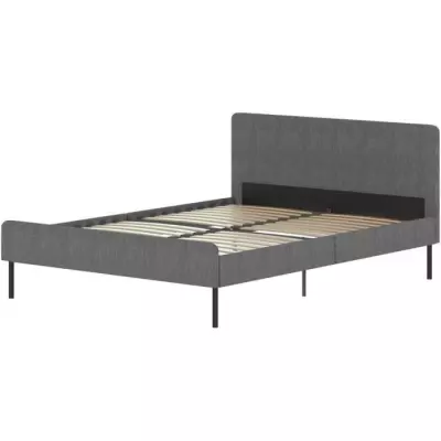 Lit adulte SIME - 140 x 190 cm - Sommier inclus - Gris - Structure de lit