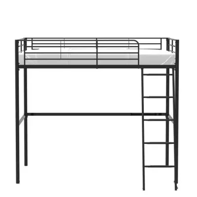 Lit Mezzanine Métal ELIOT Noir 140x200 cm - Sommier Inclus