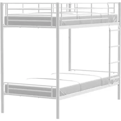Lits superposés métal blanc séparables - Sommiers inclus - 2 x 90x190 cm