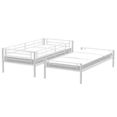 Lits superposés métal blanc séparables - Sommiers inclus - 2 x 90x190 cm