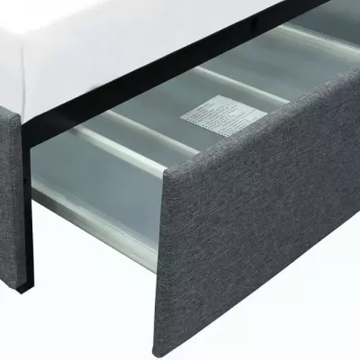 Lit adulte VERA 140 x 190 cm - 4 tiroirs - Gris foncé - Avec sommier