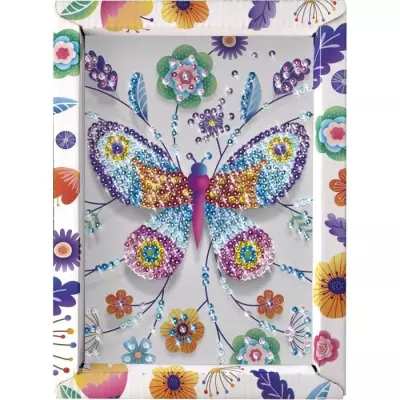 Kit Loisir Créatif - Papillons Illustrés avec Sequins - Pour Enfant - Blanc