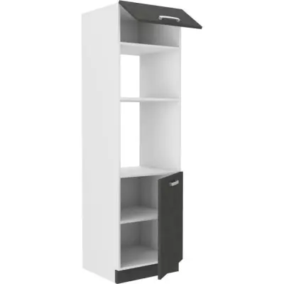 Meuble colonne four 2 portes battantes - Gris - L 60 x P 57 x H 210 cm - LASSEN : Élégance et praticité