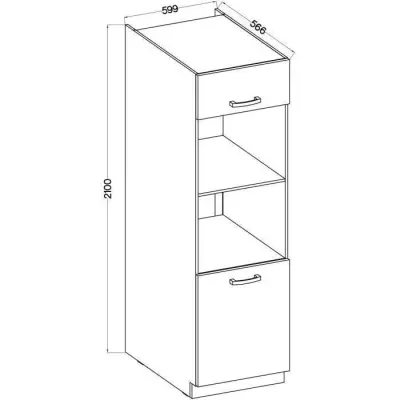 Meuble colonne four 2 portes battantes - Chene sonoma - L 60 x P 57 x H 210 cm