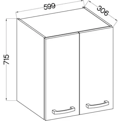 Meuble haut 2 portes battantes chene sonoma - L 60 cm x P 31,6 x H 72 cm