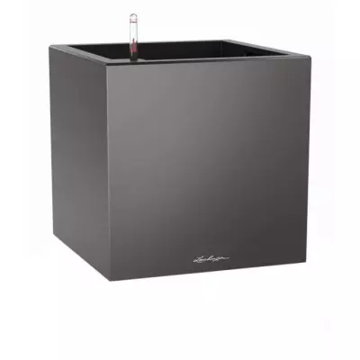 Pot de fleur LECHUZA Canto Premium Cube 40 - anthracite métallique, kit complet