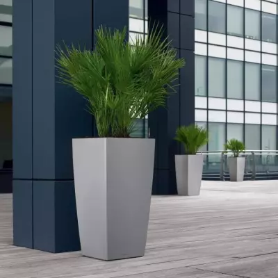 Pot de fleur LEC Cubico Premium 50 argent métallisé - résistant aux intempéries