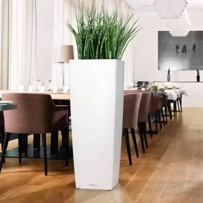 Jardinière Cubico Alto 40 Taupe brillant - Tout-en-un pour un jardinage facile