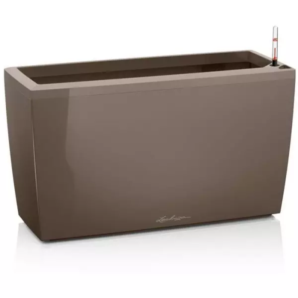 Pot de fleur LECHUZA Cararo Premium - kit complet, taupe brillant