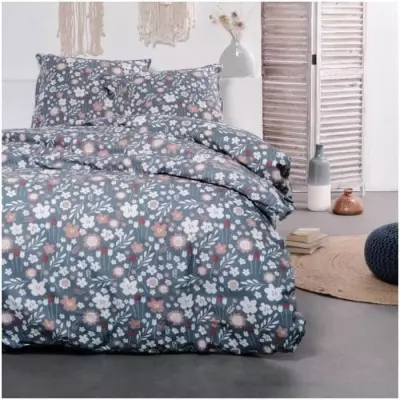 Parure de lit TODAY Sunshine - Imprimé floral - 240x220 cm - Coton - 2 personnes