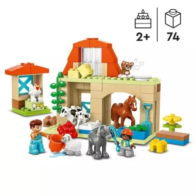 LEGO 10416 DUPLO Ma Ville Prendre Soin des Animaux de la Ferme - Jouet Educatif Bébés