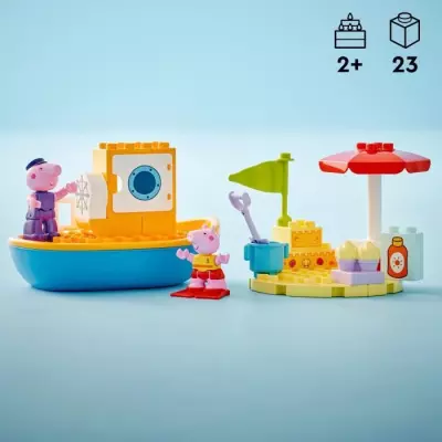 Découvrez le LEGP DUPLO 10432 Le Voyage en Bateau de Peppa Pig - Set de Jeu de Bain pour Tout-petits