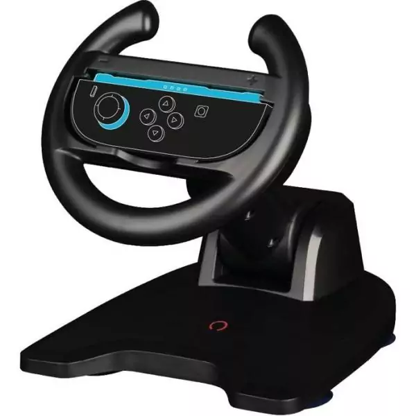 Volant Racing Wheel - Manette Joy-Con Nintendo Switch 2 - Konix - Compatible Mario Kart World - Fixation ventouse - Noir