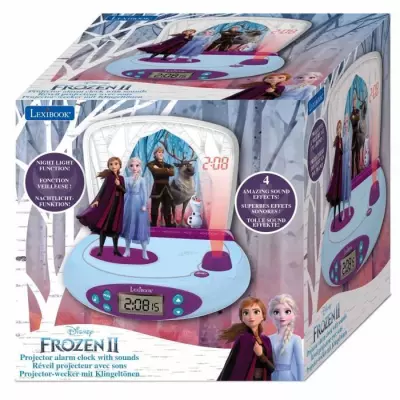 Réveil Projecteur La Reine des Neiges 2 - Effets sonores et veilleuse - LEXIBOOK