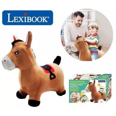 Porteur LEXIBOOK - Cheval Sauteur Gonflable en Peluche - Design 2-en-1