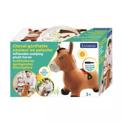 Porteur LEXIBOOK - Cheval Sauteur Gonflable en Peluche - Design 2-en-1
