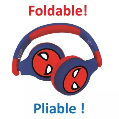 Casque Spider-Man 2 en 1 Bluetooth et filaire pour enfants - Confortable et pliable