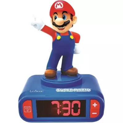 Réveil veilleuse digital LEXIBOOK - Super Mario 3D lumineux et sonore - Bleu et rouge - Enfant