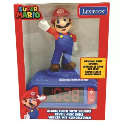 Réveil veilleuse digital LEXIBOOK - Super Mario 3D lumineux et sonore - Bleu et rouge - Enfant