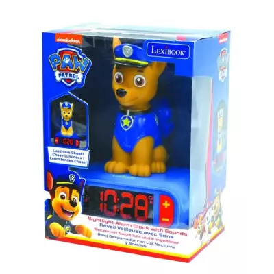 Réveil veilleuse Pat' Patrouille Chase - Effet 3D lumineux et sonore - Bleu
