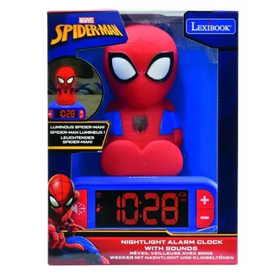 Réveil veilleuse digital LEXIBOOK Spiderman 3D lumineux et sonore - Rouge et bleu - Enfant