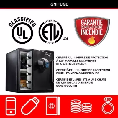 Coffre-fort MASTER LOCK LFW123FTC: Ignifuge, Etanche XL 33,6L