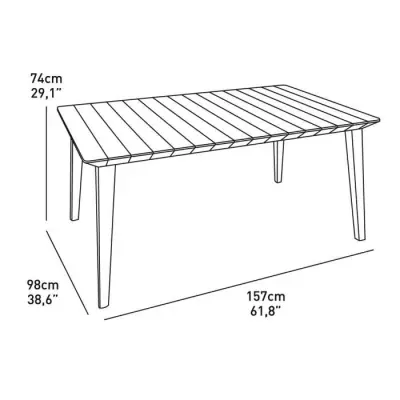 Table de jardin rectangulaire 160cm gris graphite en résine - Lima Allibert