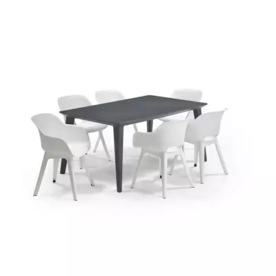 Table de jardin rectangulaire 160cm gris graphite en résine - Lima Allibert