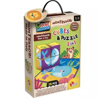 Jeu créatif 2-en-1 - LISCIANI - Montessori Baby Bois - Cubes et puzzle