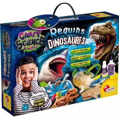 Kit scientifique Crazy Science - Requins & dinosaures - Slime et oeufs à creuser
