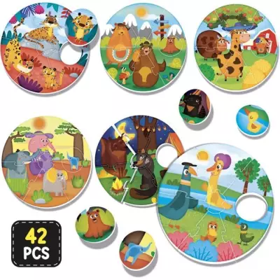 Jeu de logique Montessori - Associez chiots et mères - Découverte des animaux