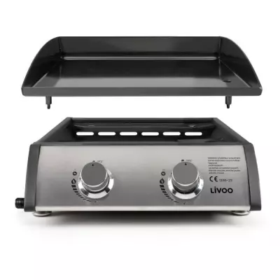 Plancha à gaz LIVOO DOC296 - 2 brûleurs - Gris, Compact et Performant