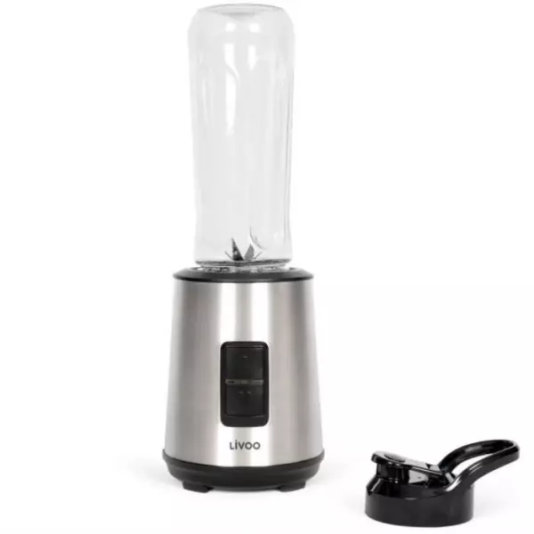 Mini blender - LIVOO - DOP240 - 300 W - Bouteille 600 ml - 2 vitesses - Acier inoxydable / Noir